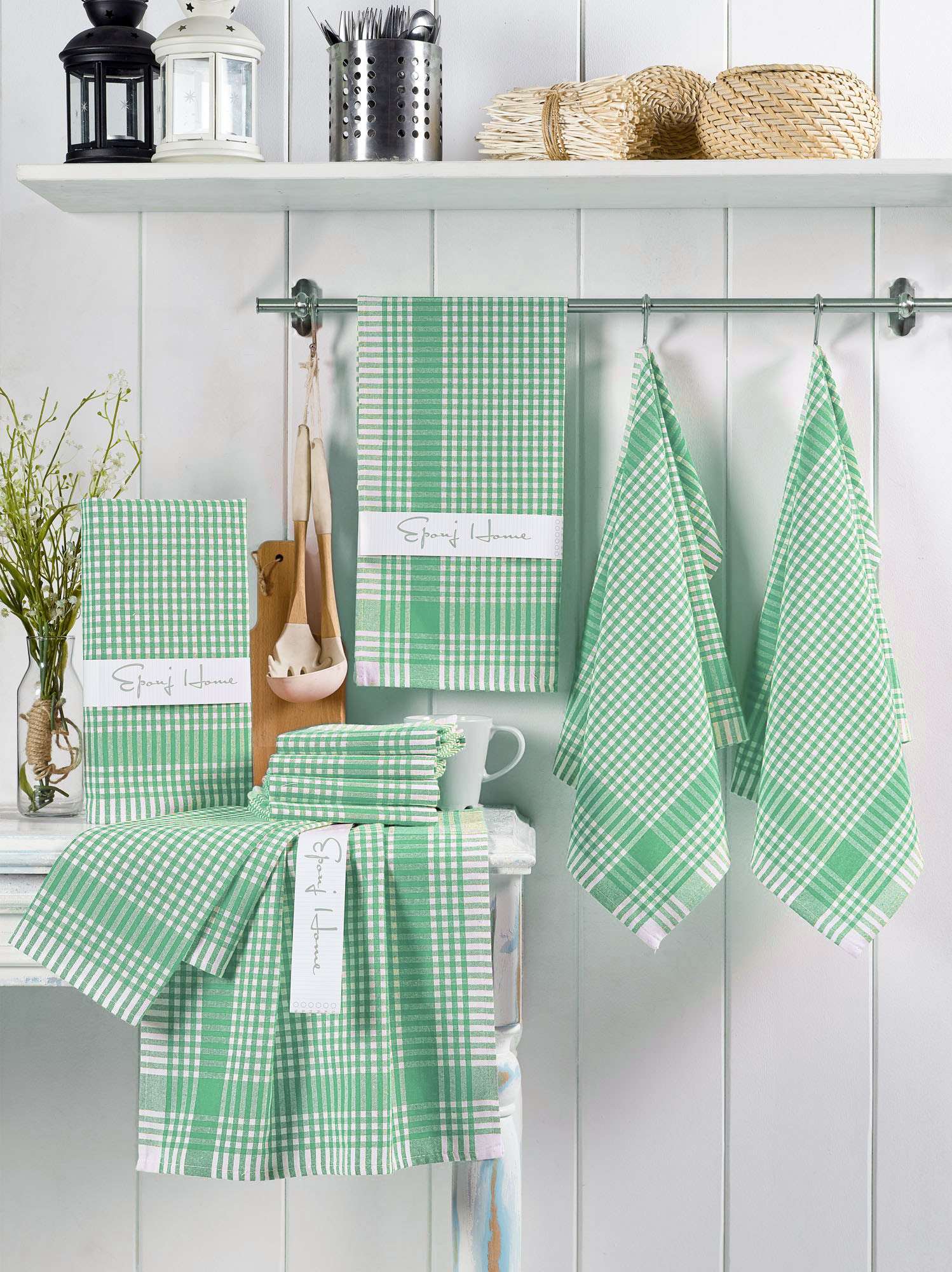 Conjunto de toalhas de rosto – 45 x 65 cm – Verde – algodão/poliéster