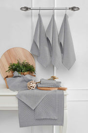 Conjunto de Toalhas de Cozinha – 40 x 60 cm – Cinza Escuro – Algodão e Poliéster