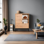 Armário multifuncional elegante, carvalho e preto, 90 x 35 x 110 cm | Painel de partículas 100% revestido de melamina, pernas de metal, 15 cm de altura | Ideal para armazenamento em casa e no escritório