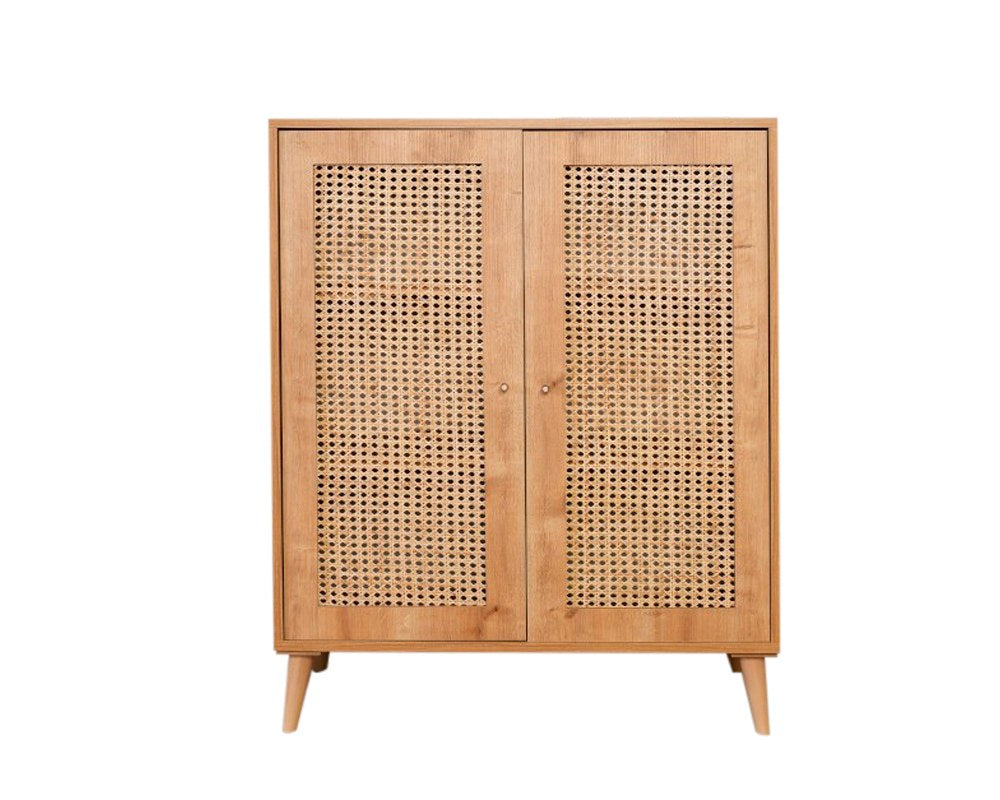 Aparador elegante de carvalho, 100% madeira de carpa, 90 x 40 x 110 cm | Pernas robustas de carpa | Perfeito para salas de estar e jantar modernas