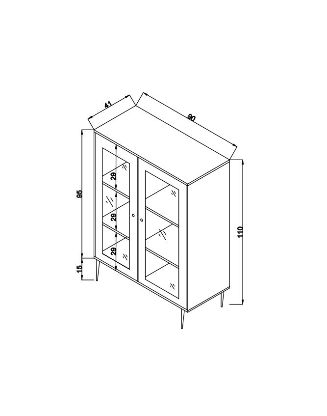 Aparador elegante de carvalho, 100% madeira de carpa, 90 x 40 x 110 cm | Pernas robustas de carpa | Perfeito para salas de estar e jantar modernas