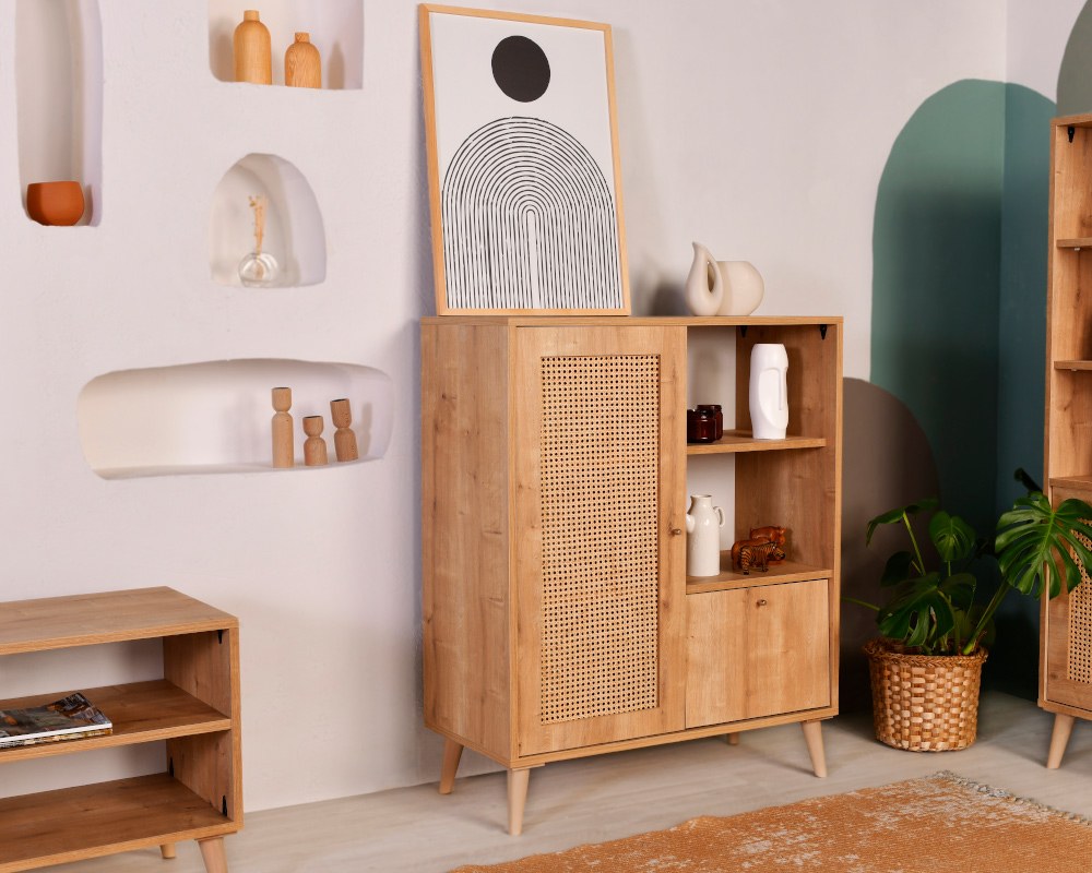 Armário multifuncional – 40 x 90 x 110 cm – carvalho – 100% madeira de carpa