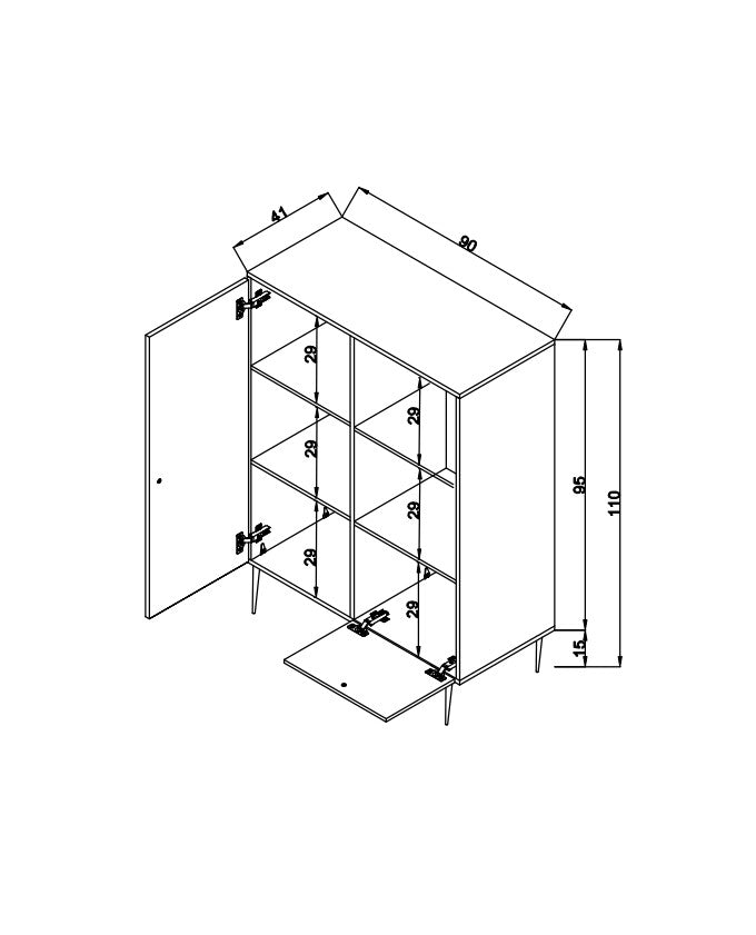 Armário multifuncional – 40 x 90 x 110 cm – carvalho – 100% madeira de carpa