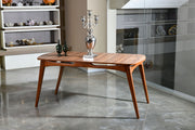 Mesa de Jantar Rústica Escandinava, Cor Nogueira, 160 x 80 x 75 cm | 100% MDF Revestido com Melamina, 18 mm de Espessura | Perfeita para Casas de Campo e Modernas
