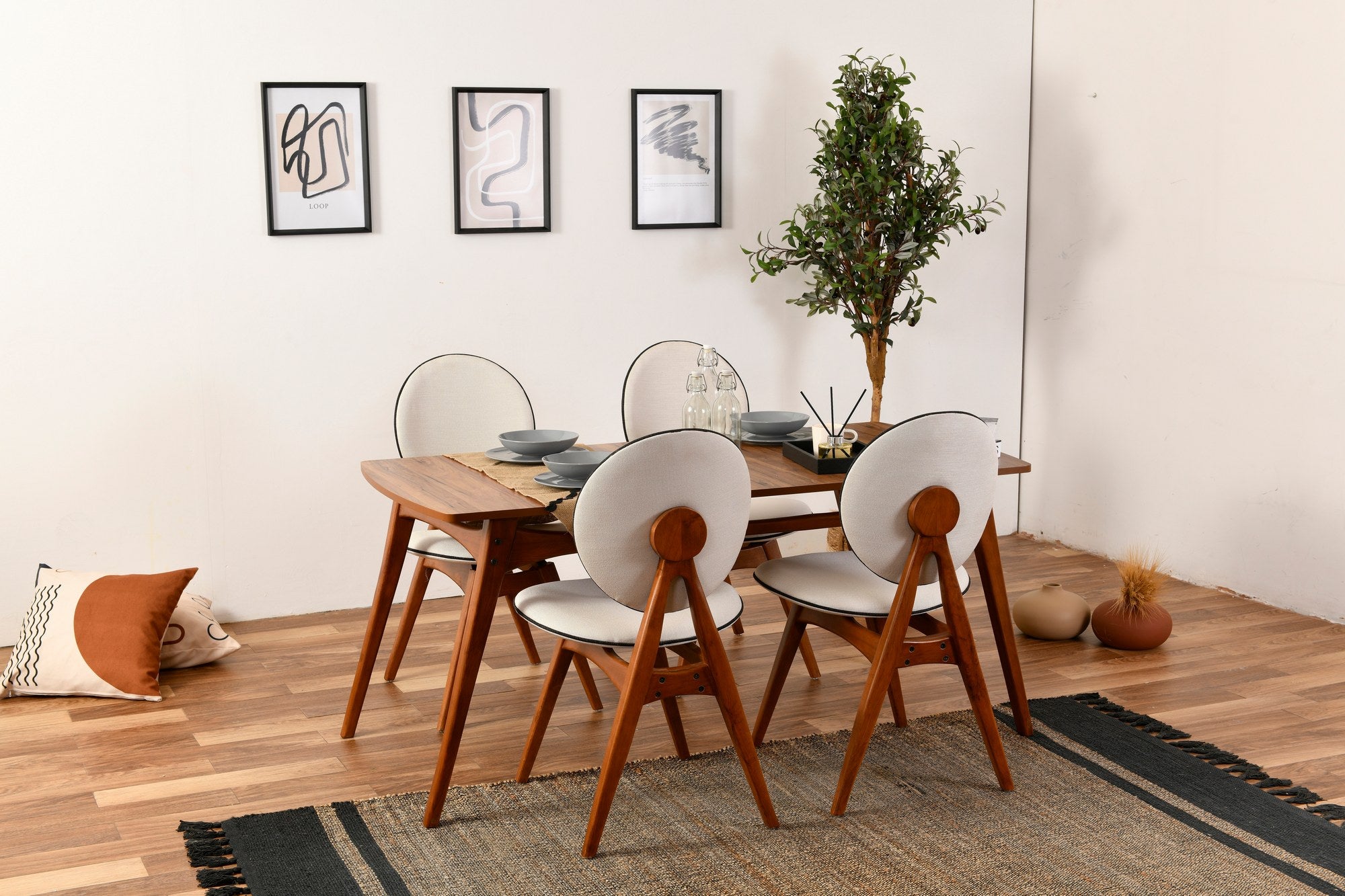 Conjunto de mesa e cadeiras (5 peças)-Touch-Nozes
Creme