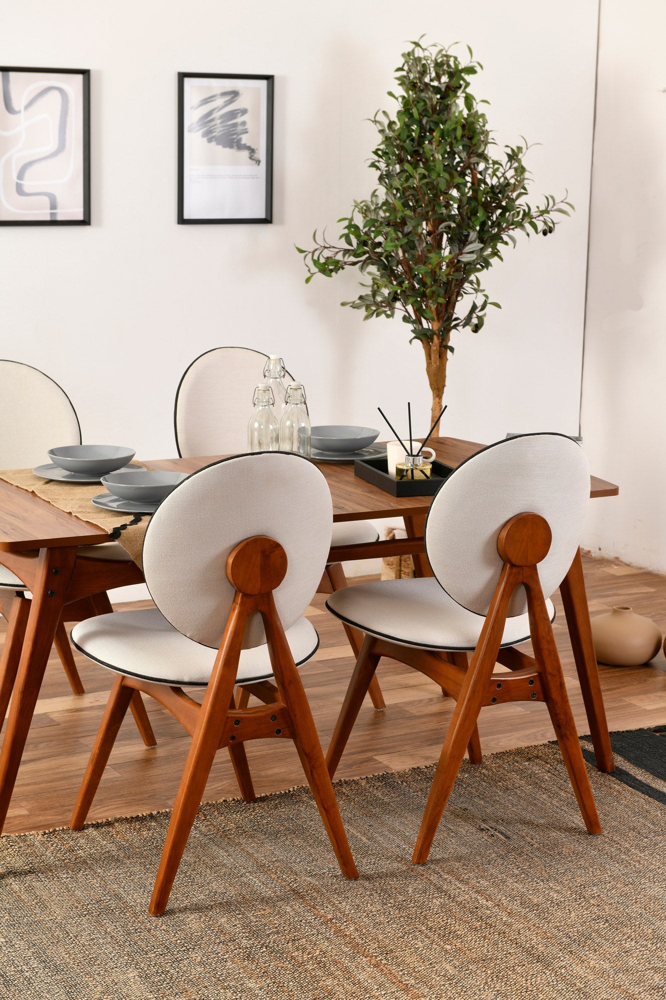 Conjunto de mesa e cadeiras (5 peças)-Touch-Nozes
Creme