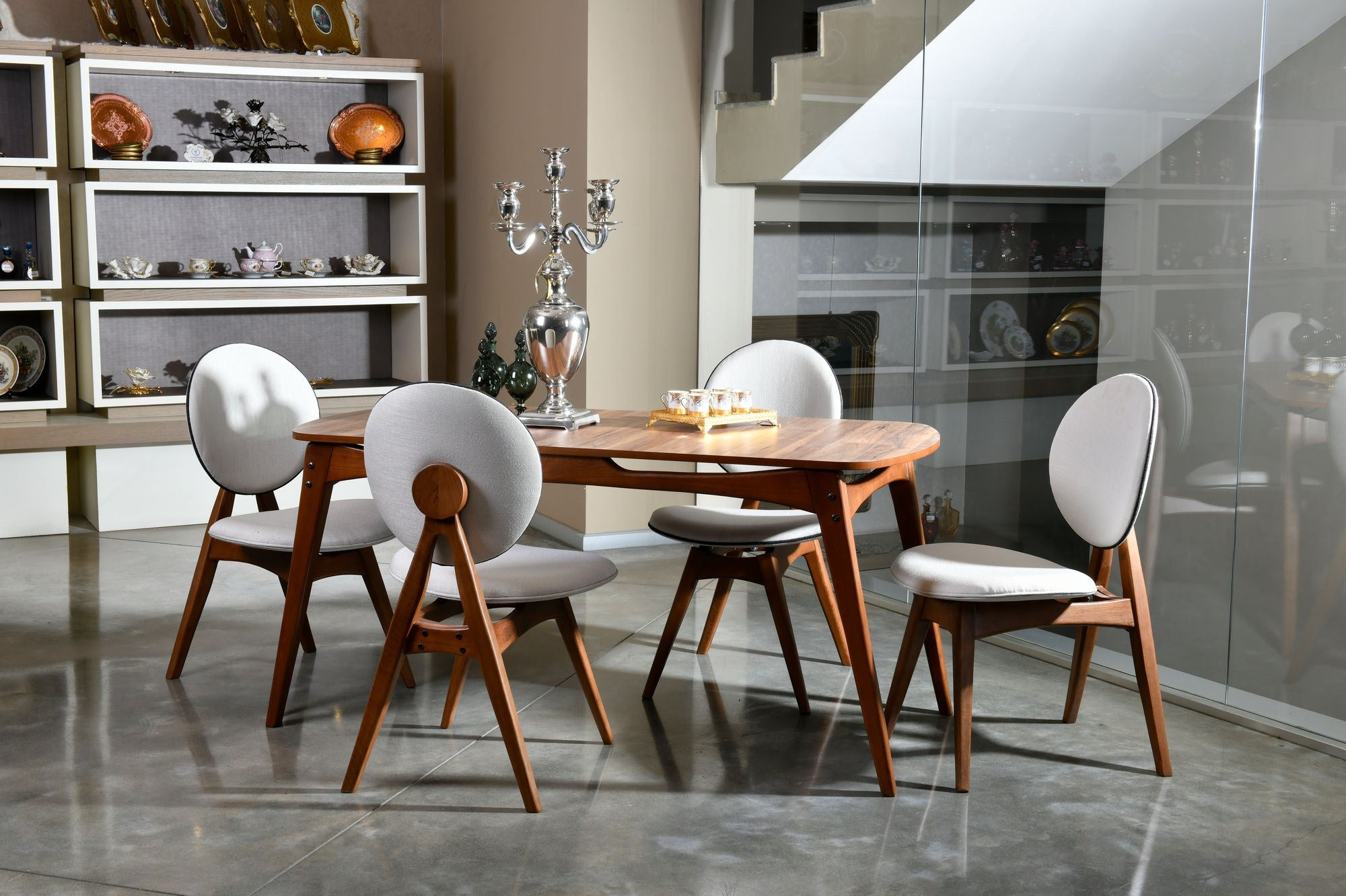 Conjunto de mesa e cadeiras (5 peças)-Touch-Nozes
Creme