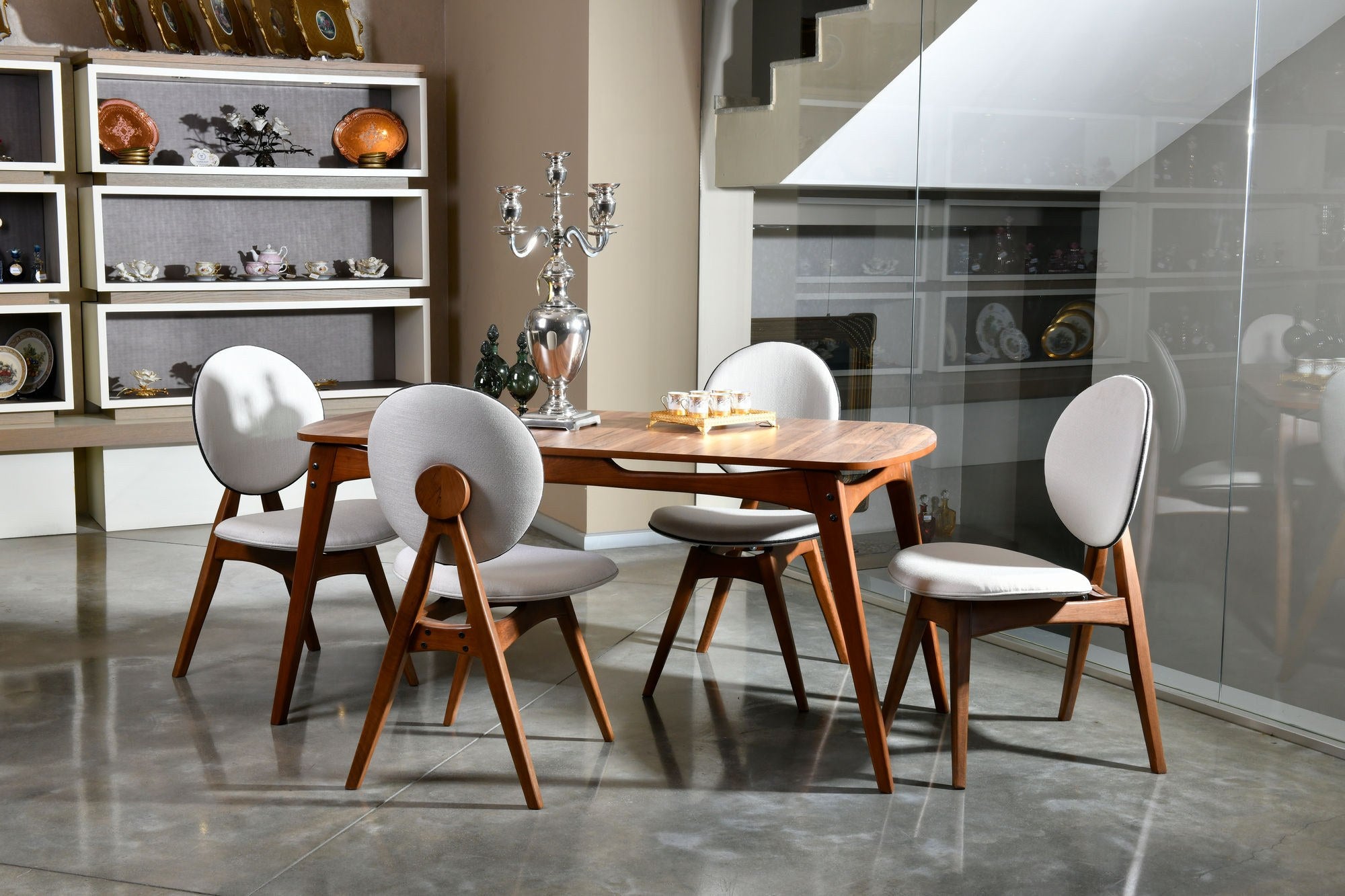 Conjunto de mesa e cadeiras (5 peças)-Touch-Nozes
Creme