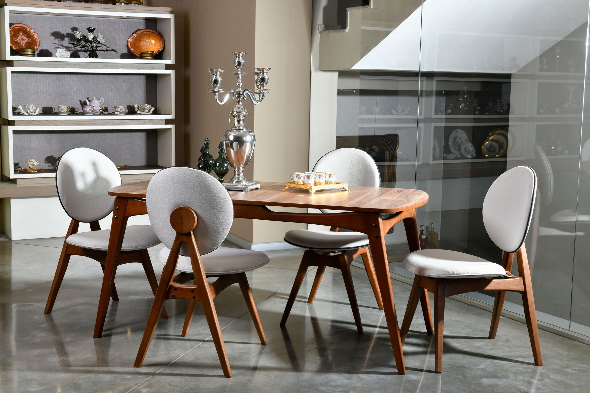 Conjunto de mesa e cadeiras (5 peças)-Touch-Nozes
Creme