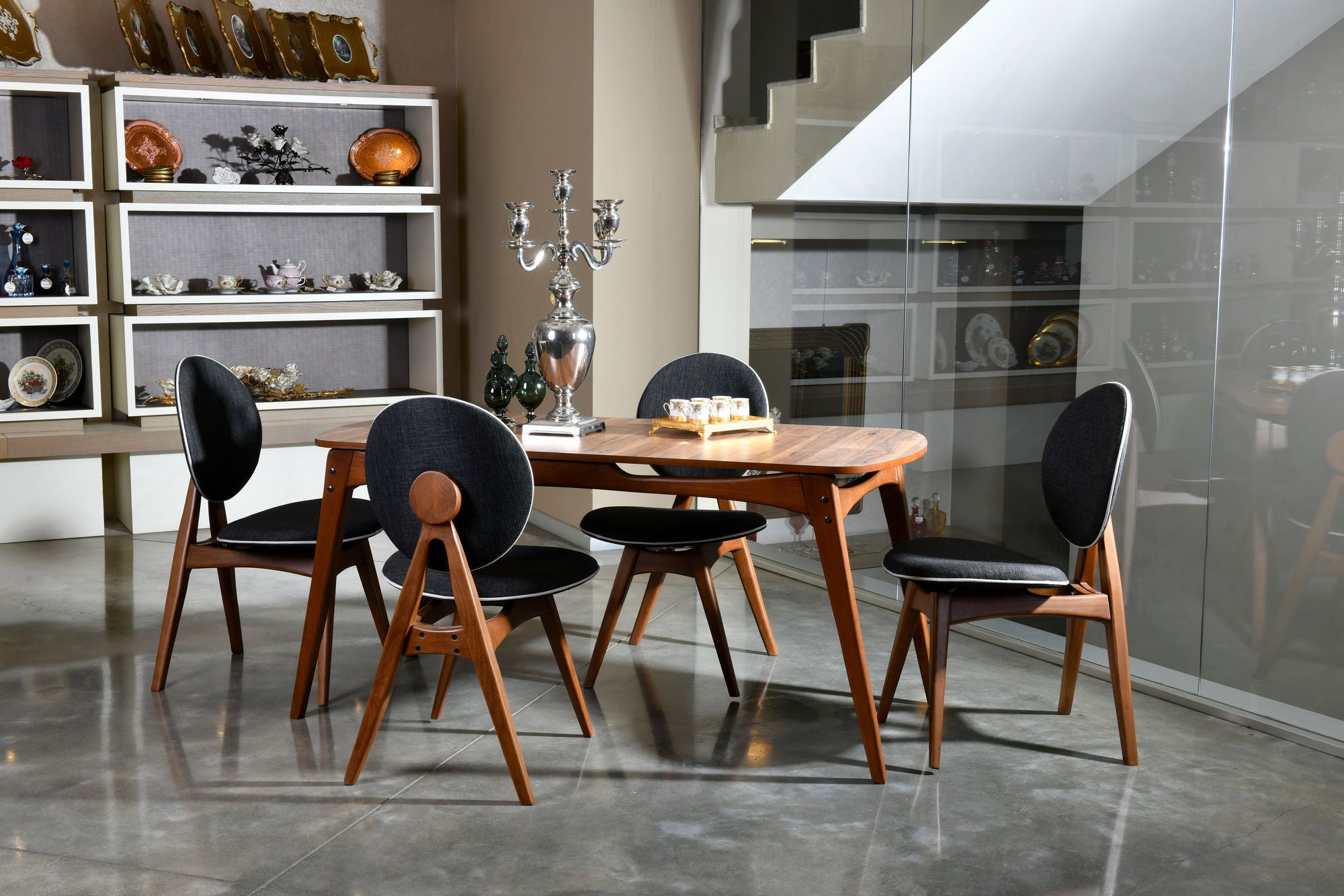 Conjunto de mesa e cadeiras (5 peças)-Touch-Nogueira
Antracite
