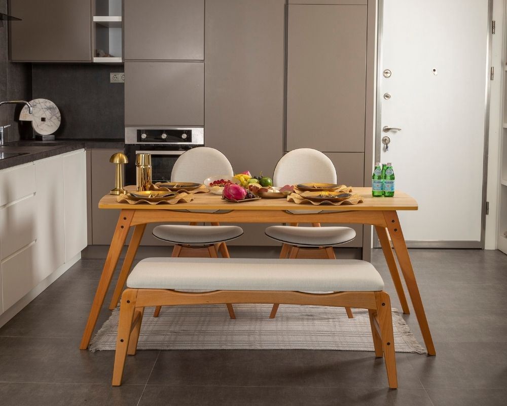 Conjunto de mesa e cadeiras (4 peças)-Touch-Carvalho
Bege