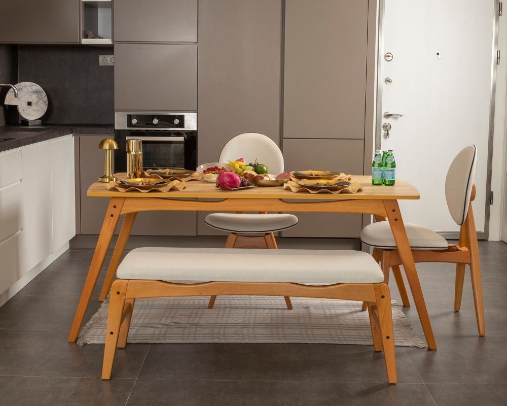 Conjunto de mesa e cadeiras (4 peças)-Touch-Carvalho
Bege