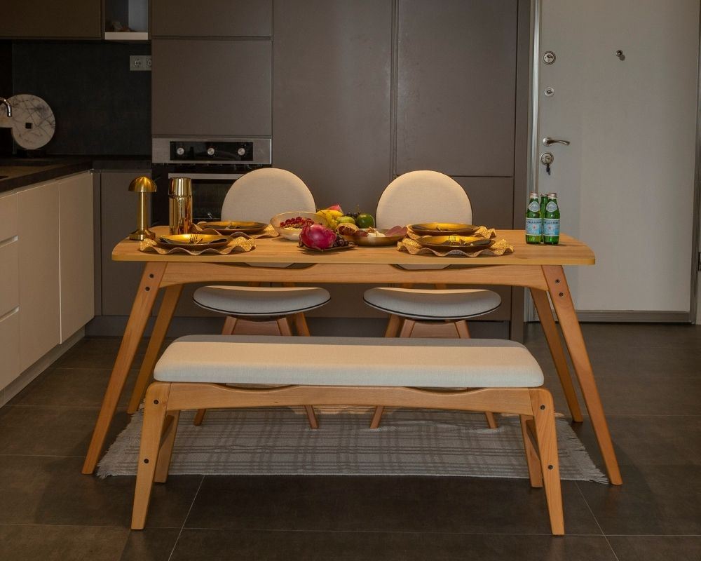 Conjunto de mesa e cadeiras (4 peças)-Touch-Carvalho
Bege