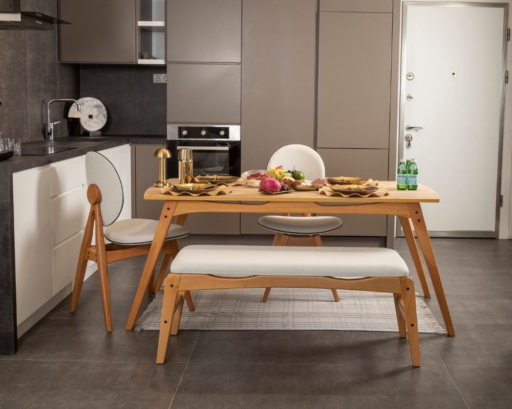 Conjunto de mesa e cadeiras (4 peças)-Touch-Carvalho
Bege