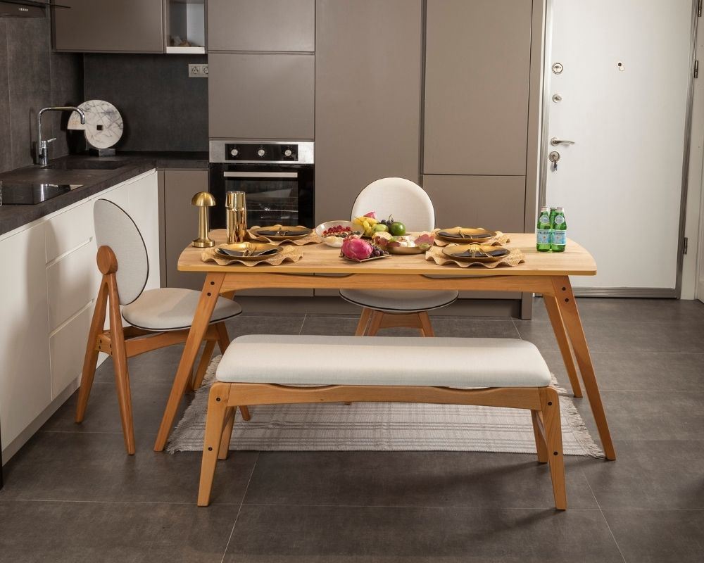 Conjunto de mesa e cadeiras (4 peças)-Touch-Carvalho
Bege
