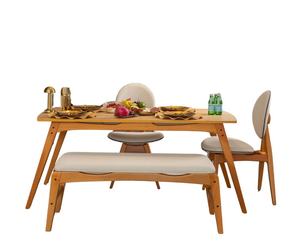 Conjunto de mesa e cadeiras (4 peças)-Touch-Carvalho
Bege