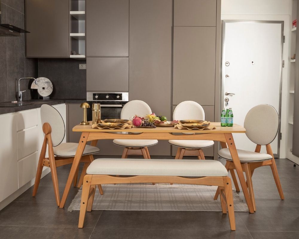 Conjunto de mesa e cadeiras (6 peças)-Touch-Carvalho
Bege
