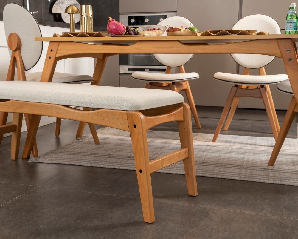 Conjunto de mesa e cadeiras (6 peças)-Touch-Carvalho
Bege