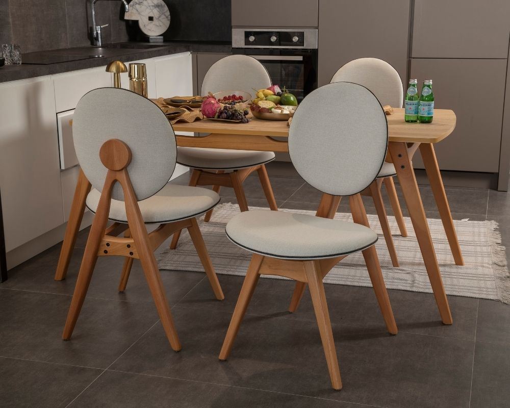 Conjunto de mesa e cadeiras (5 peças)-Touch-Carvalho
Bege