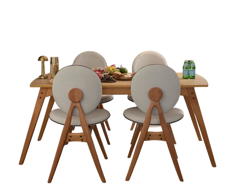 Conjunto de mesa e cadeiras (5 peças)-Touch-Carvalho
Bege