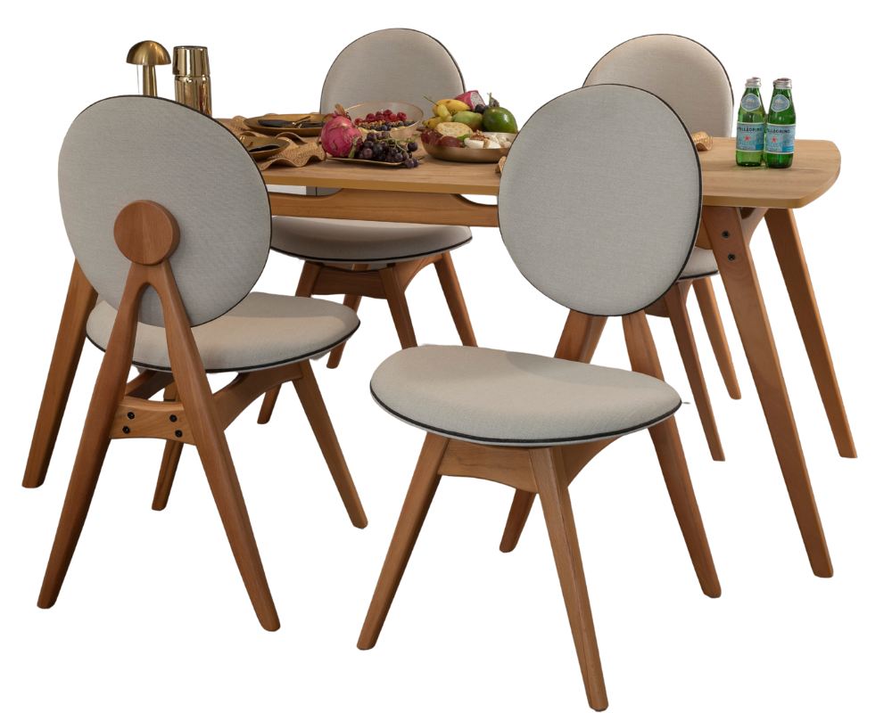 Conjunto de mesa e cadeiras (5 peças)-Touch-Carvalho
Bege
