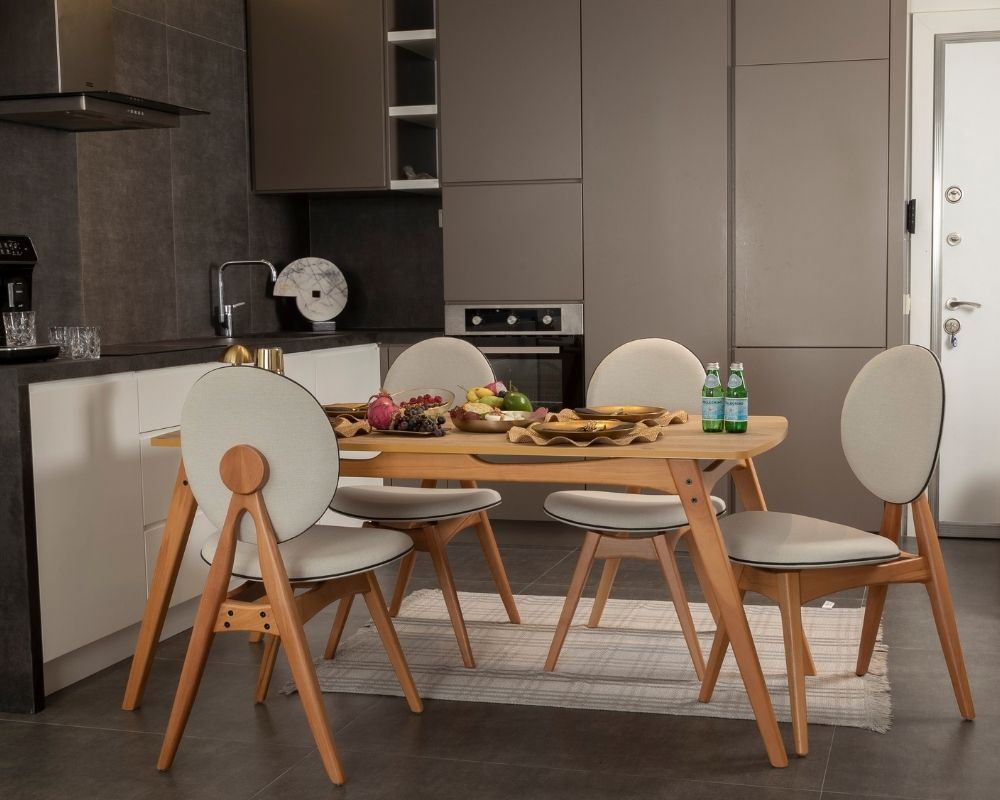 Conjunto de mesa e cadeiras (5 peças)-Touch-Carvalho
Bege