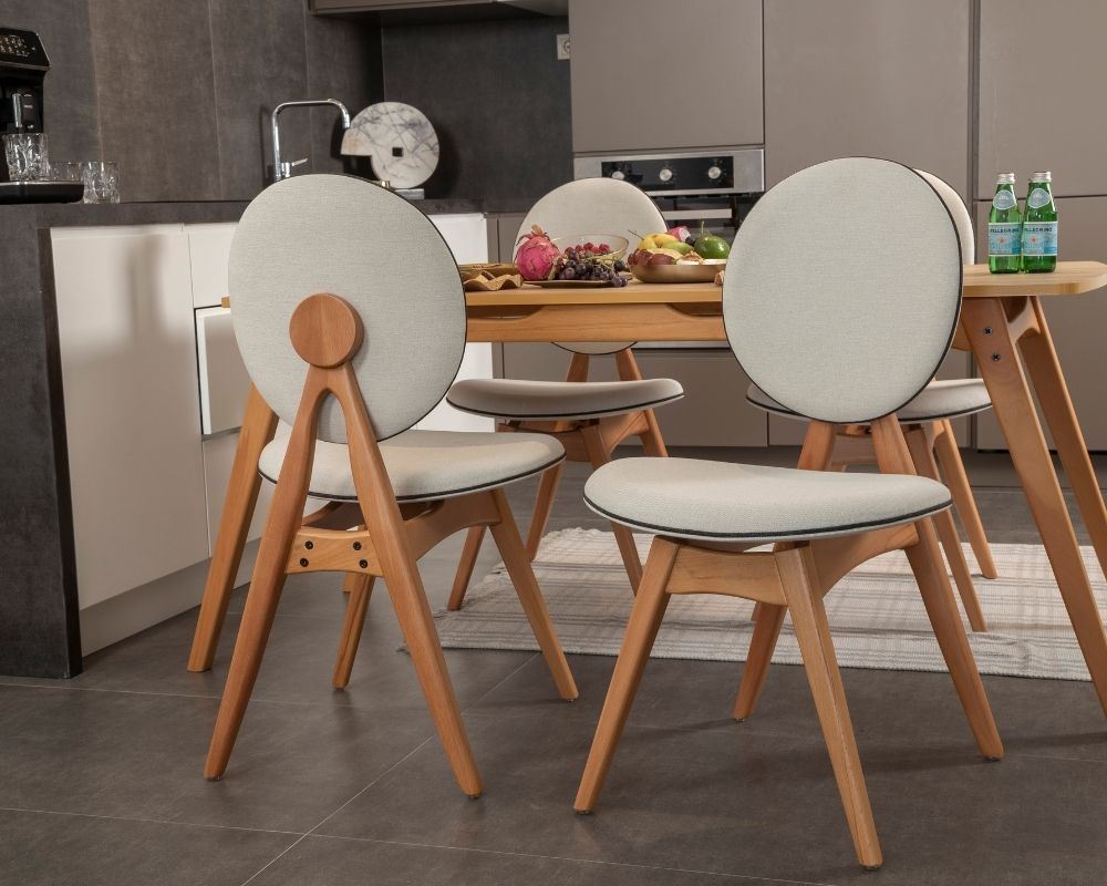 Conjunto de mesa e cadeiras (5 peças)-Touch-Carvalho
Bege