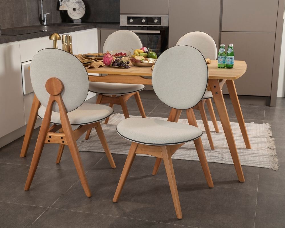 Conjunto de mesa e cadeiras (5 peças)-Touch-Carvalho
Bege