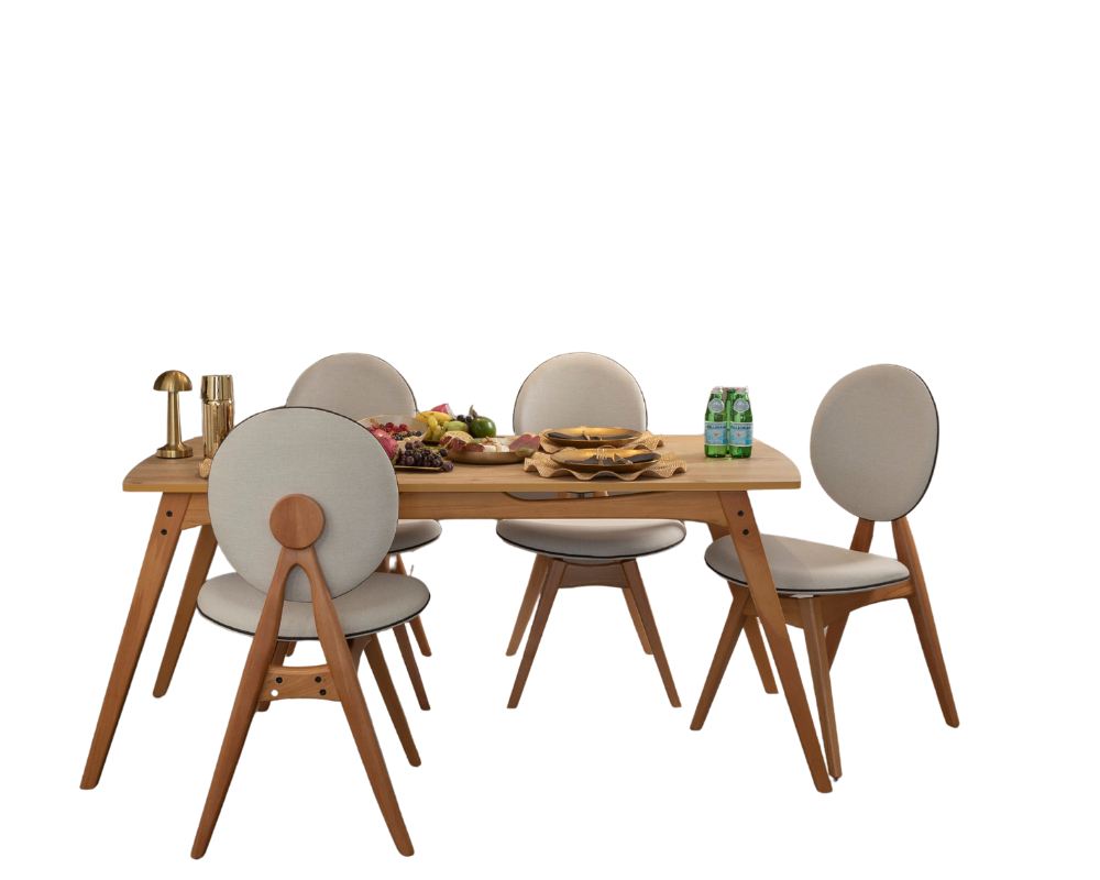 Conjunto de mesa e cadeiras (5 peças)-Touch-Carvalho
Bege