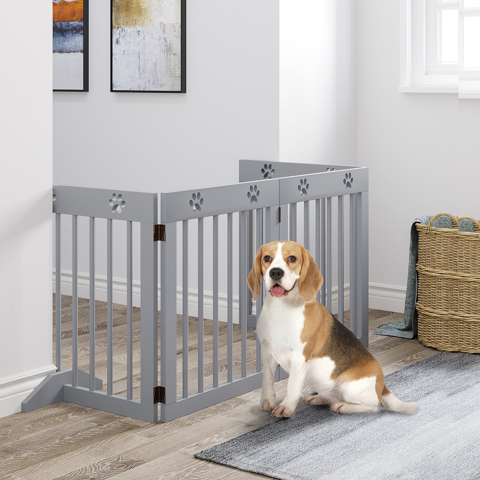 Barreira de Segurança para Cães 204x30x61 cm Cinzento