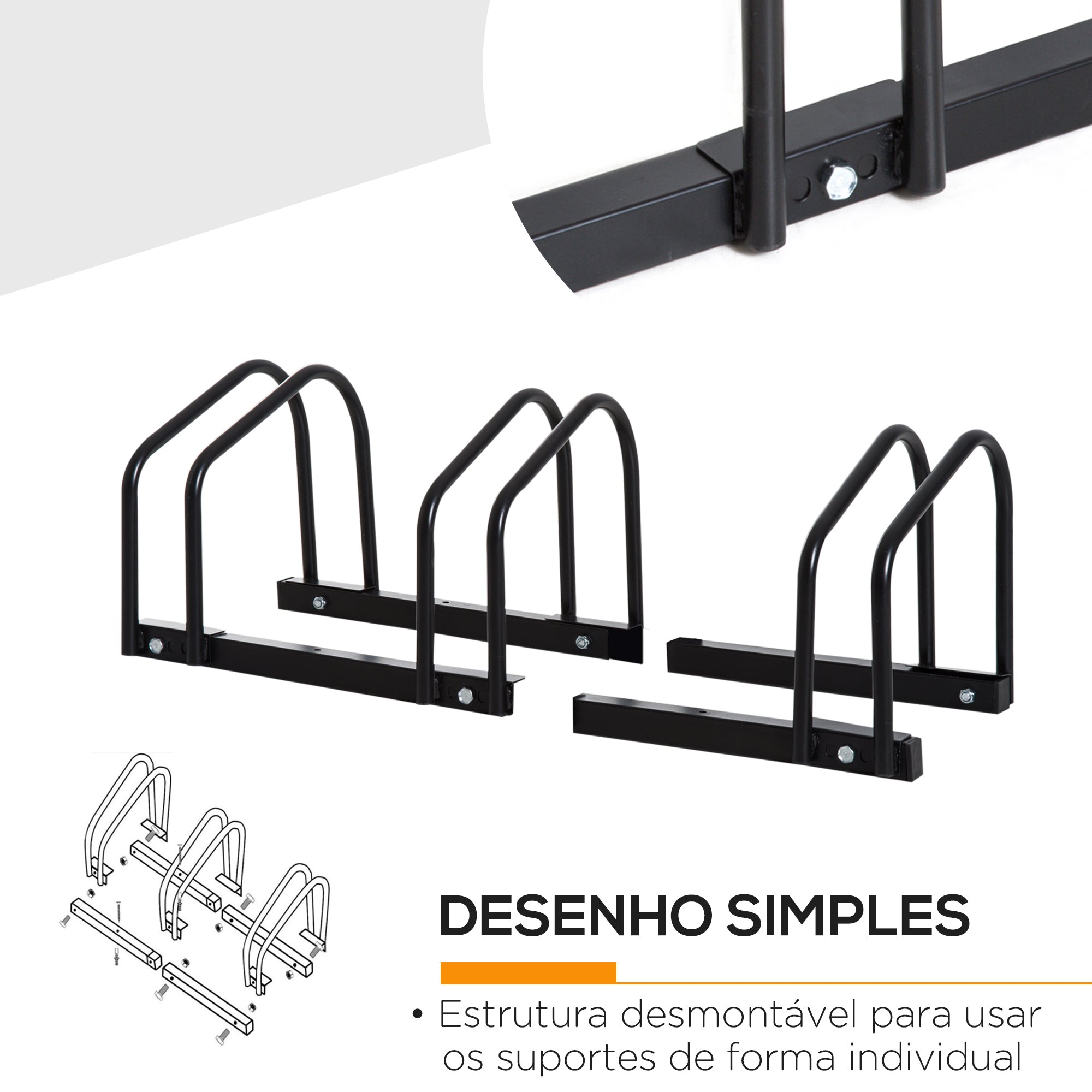 Estacionamento para Bicicletas – 76x33x27 cm – Preto – Aço