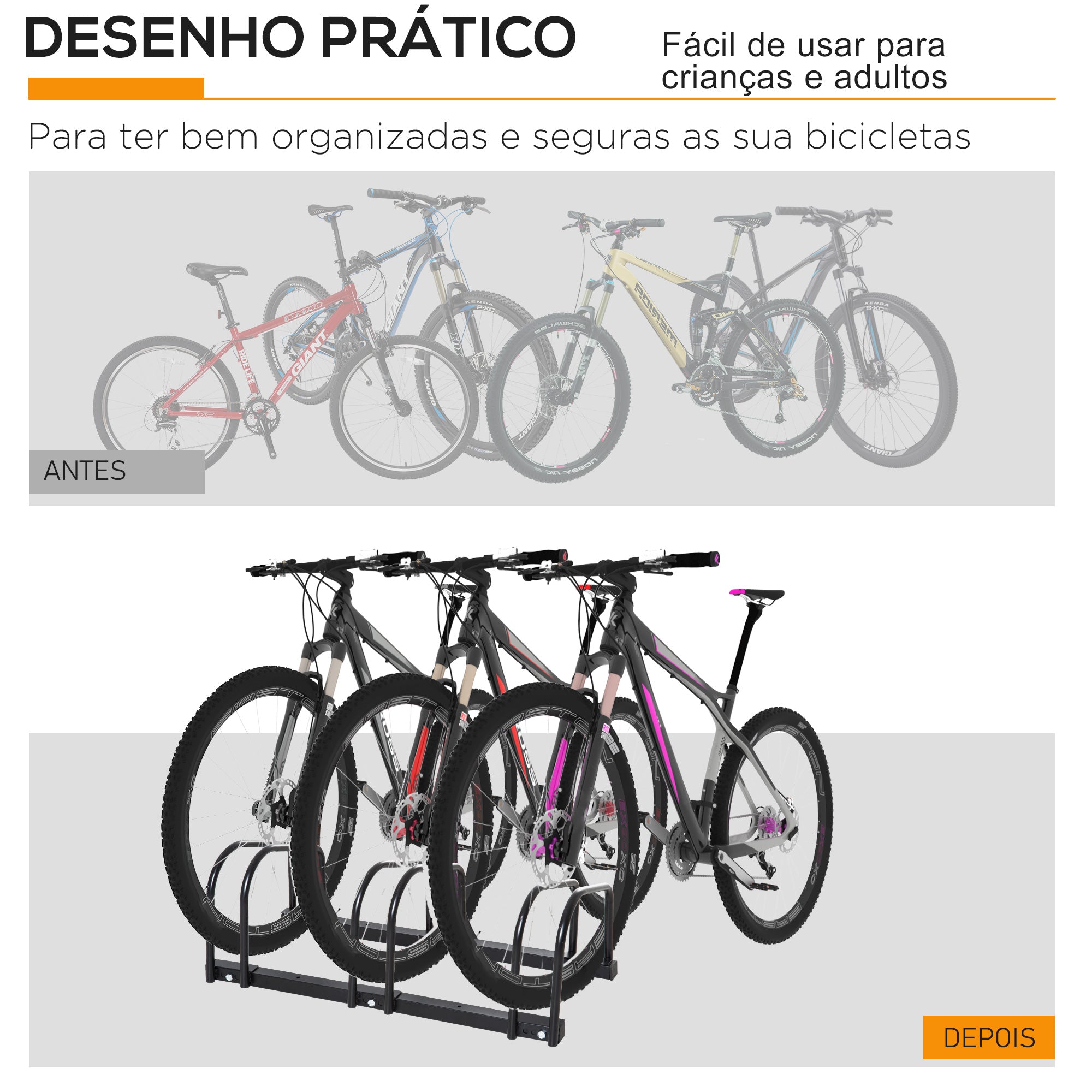Estacionamento para Bicicletas – 76x33x27 cm – Preto – Aço