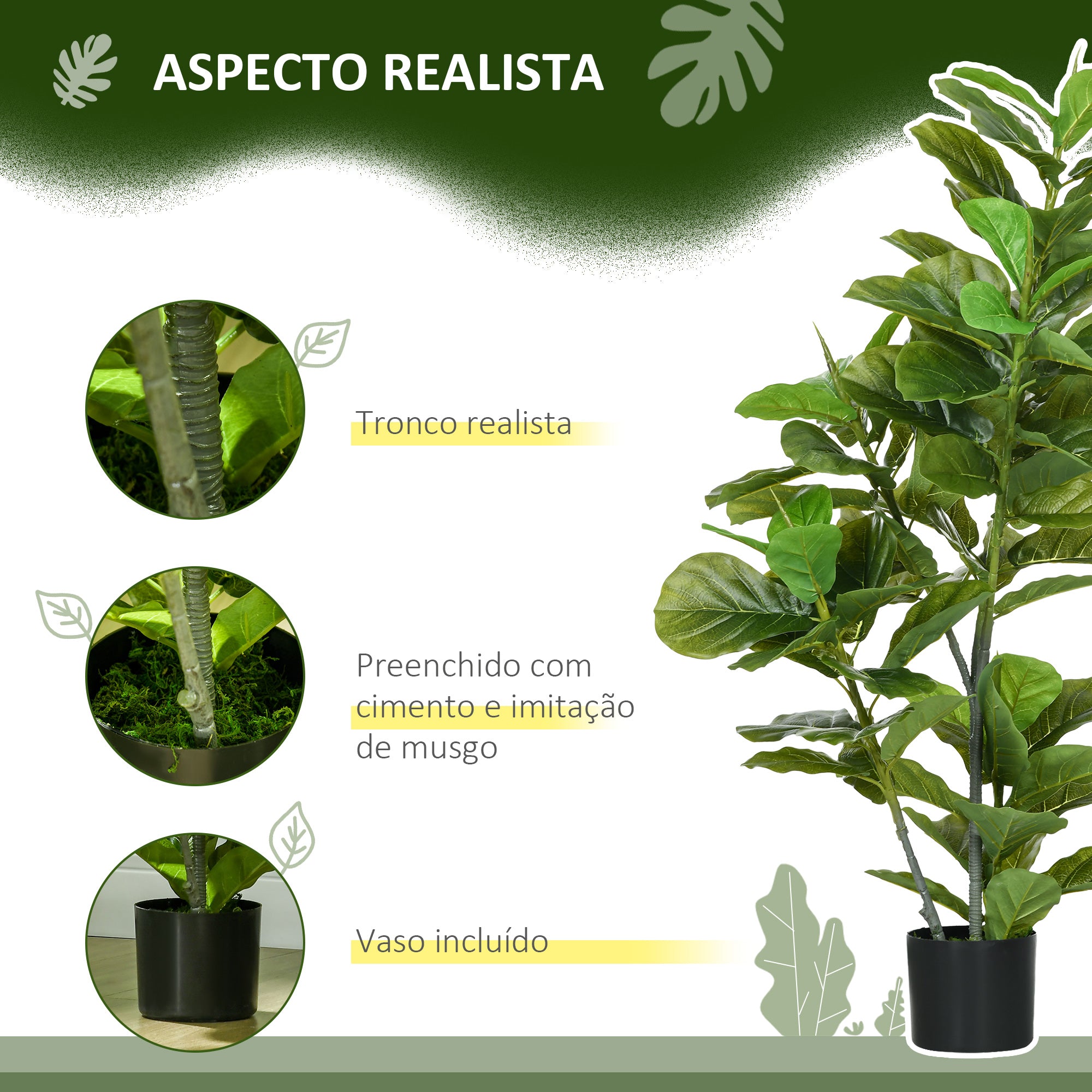 Planta Artificial Ficus – 110 cm – Verde – Plástico PEVA