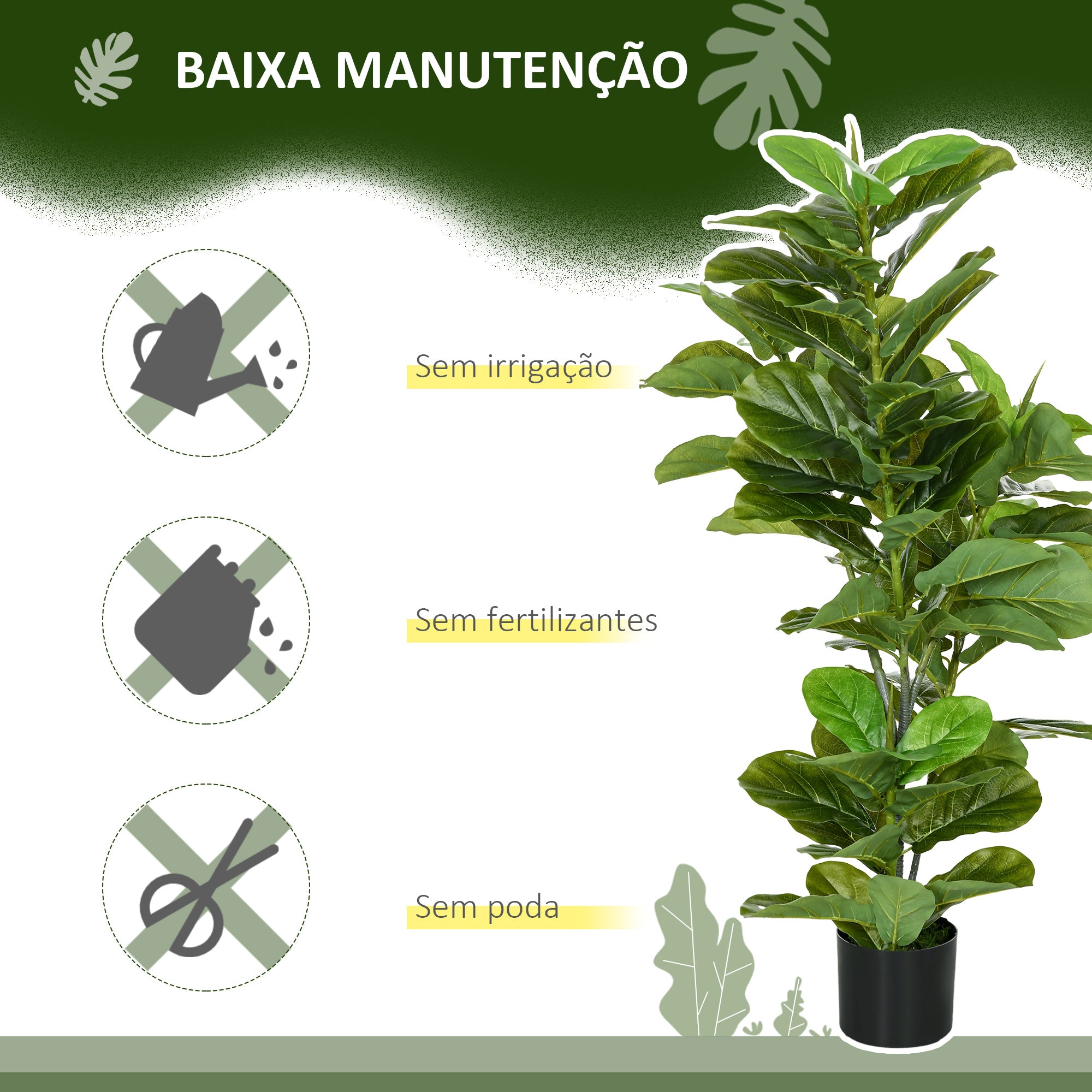 Planta Artificial Ficus – 110 cm – Verde – Plástico PEVA