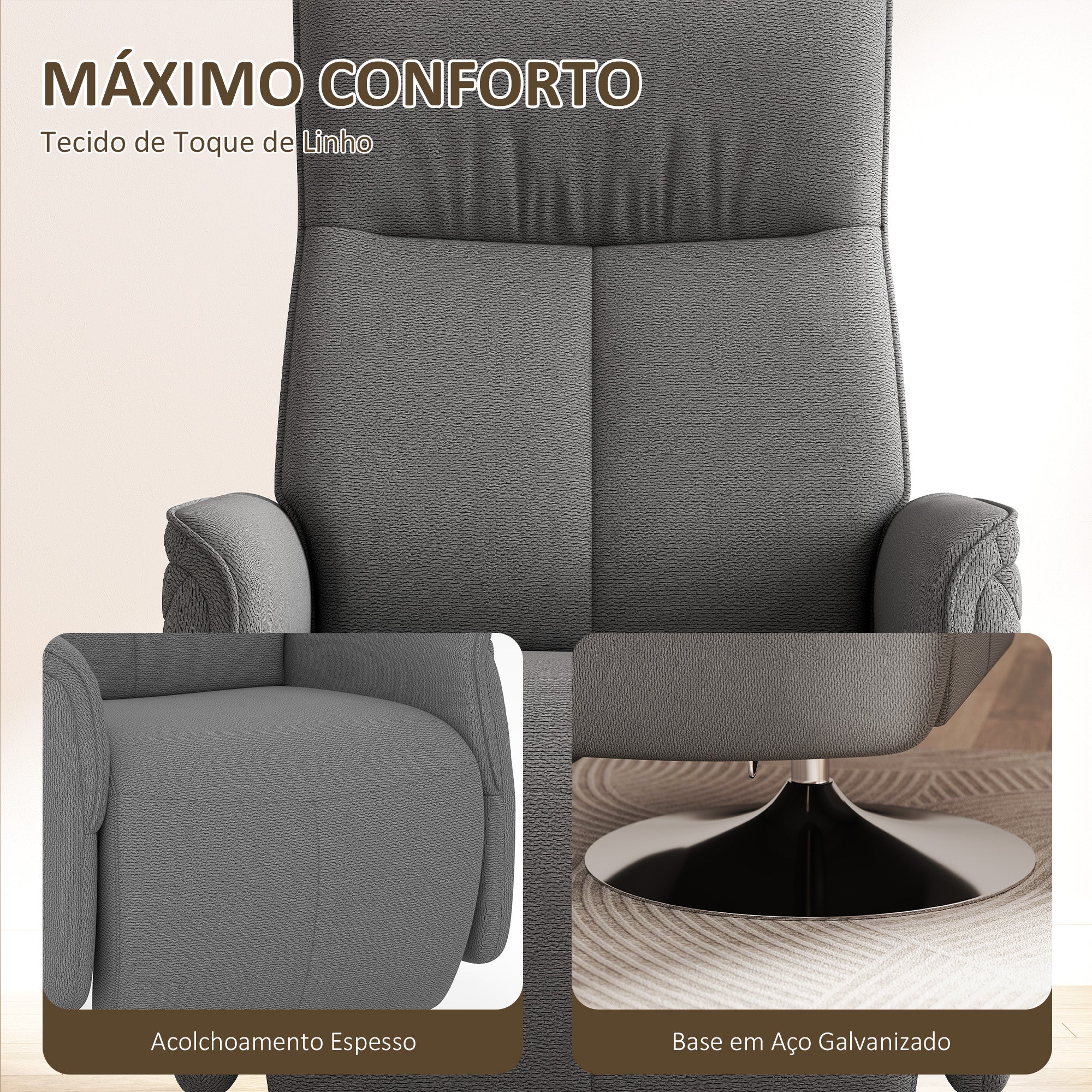 Poltrona de Massagem Elétrica Cinzenta 68,5x84x110cm - Relaxamento Total em Casa