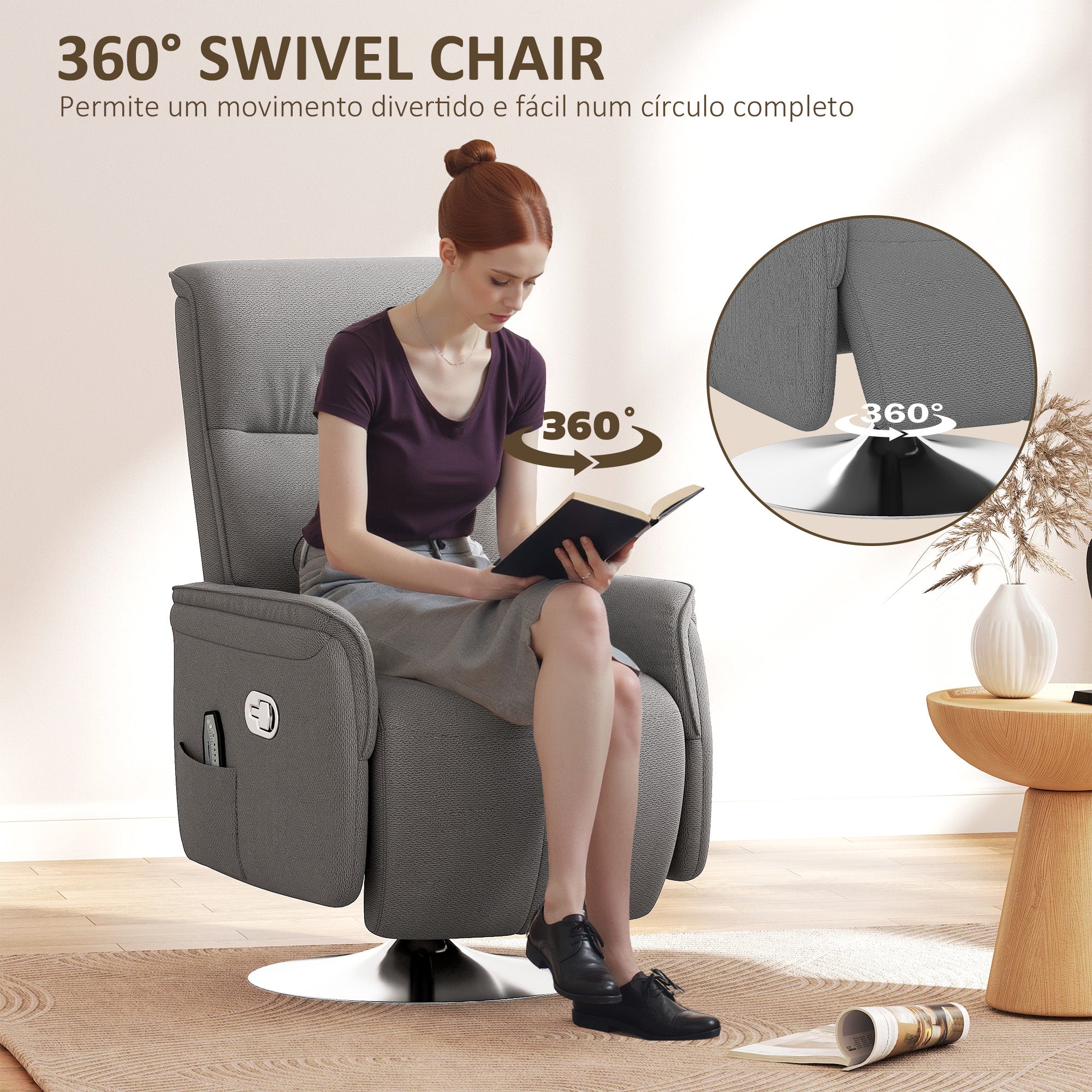 Poltrona de Massagem Elétrica Cinzenta 68,5x84x110cm - Relaxamento Total em Casa