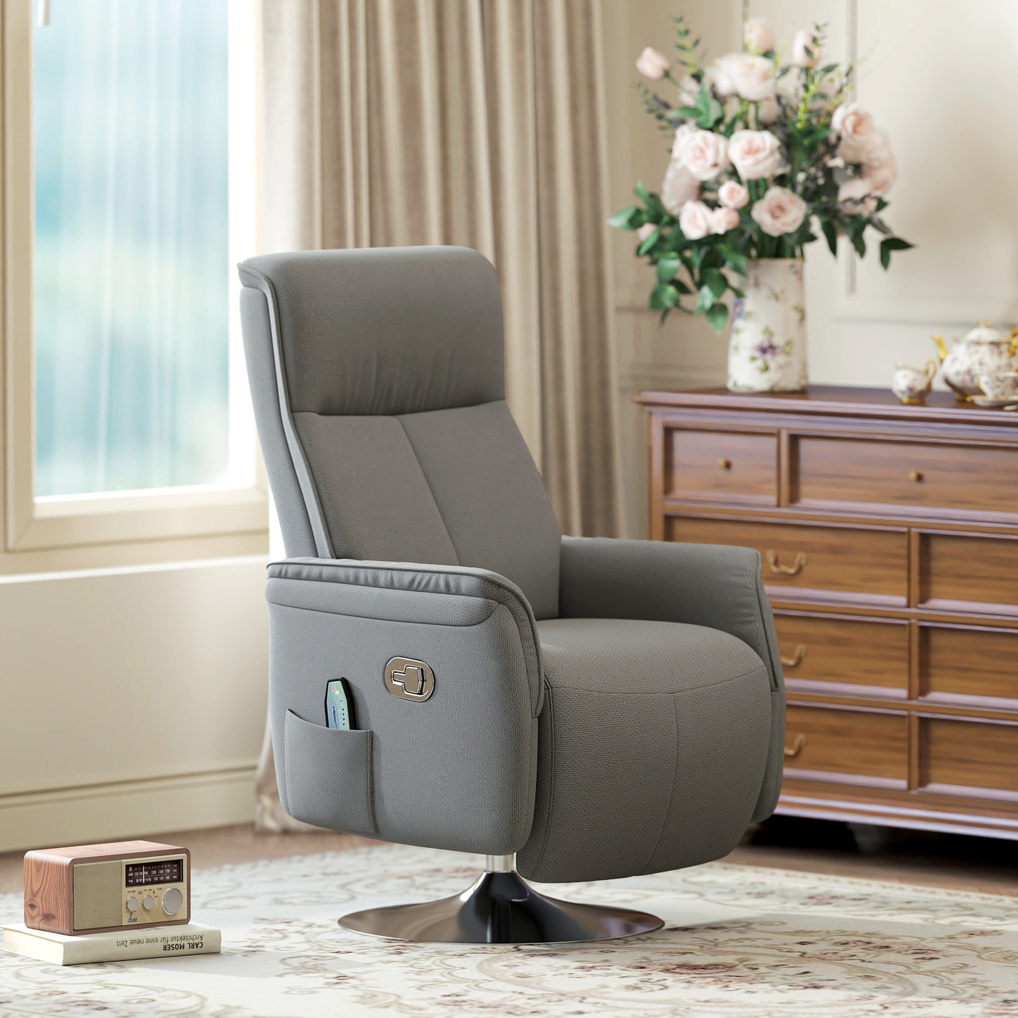 Poltrona de Massagem Elétrica Cinzenta 68,5x84x110cm - Relaxamento Total em Casa