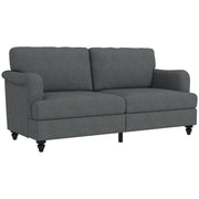 Sofá de 2 Lugares Cinza Escuro 180x82x73 cm em Linho Sintético