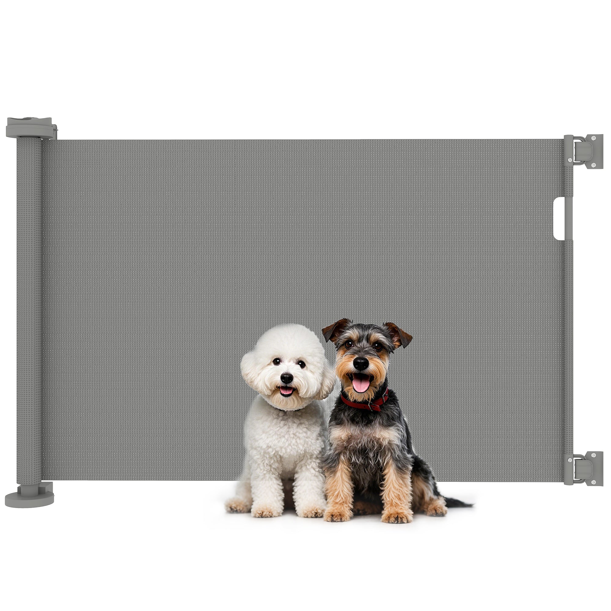 Barreira de Segurança Retrátil para Cães - 142x10x87 cm - Cinzento