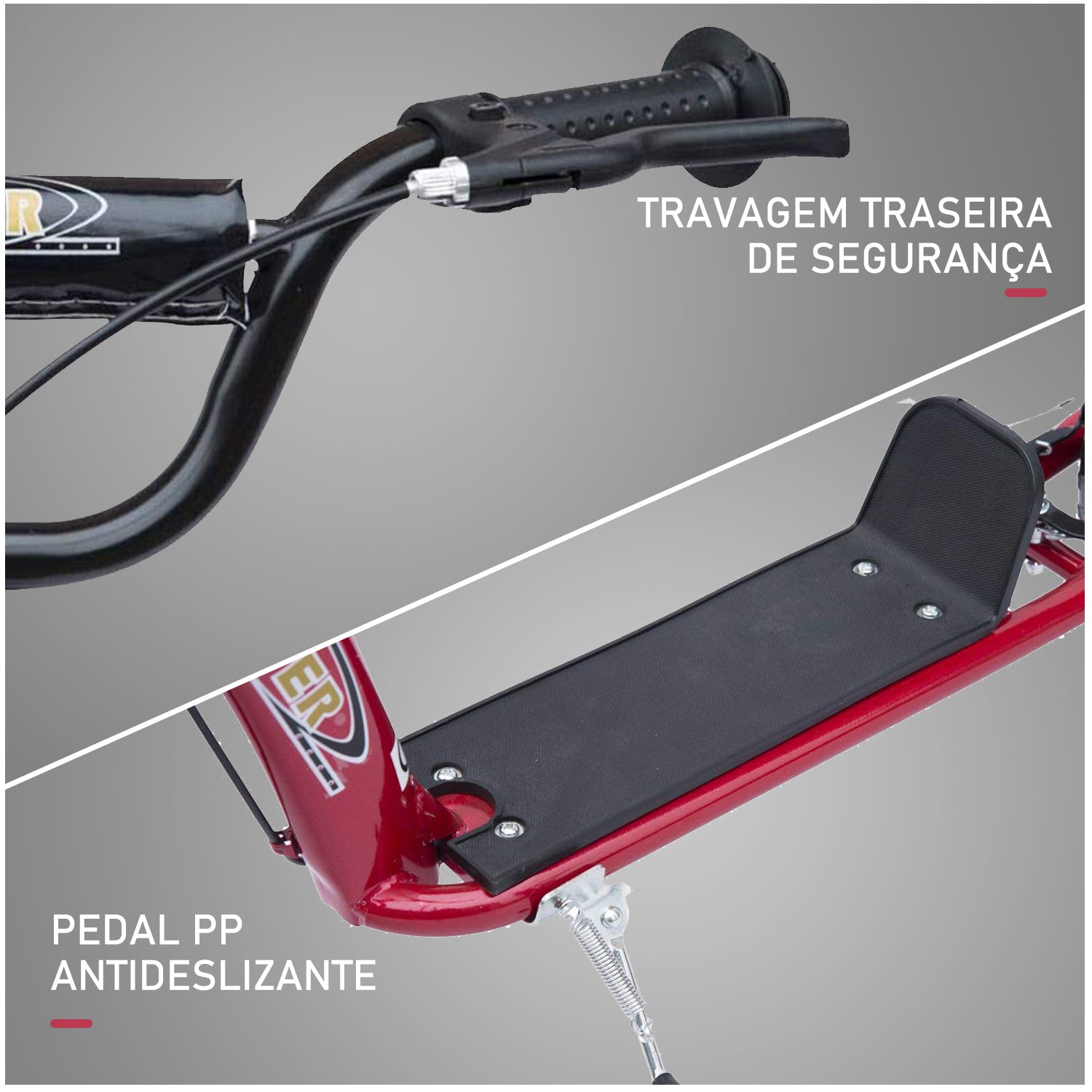 Trotinete Vermelha com 2 Rodas de 12 Polegadas e Guiador Ajustável - 120x52x80-88cm