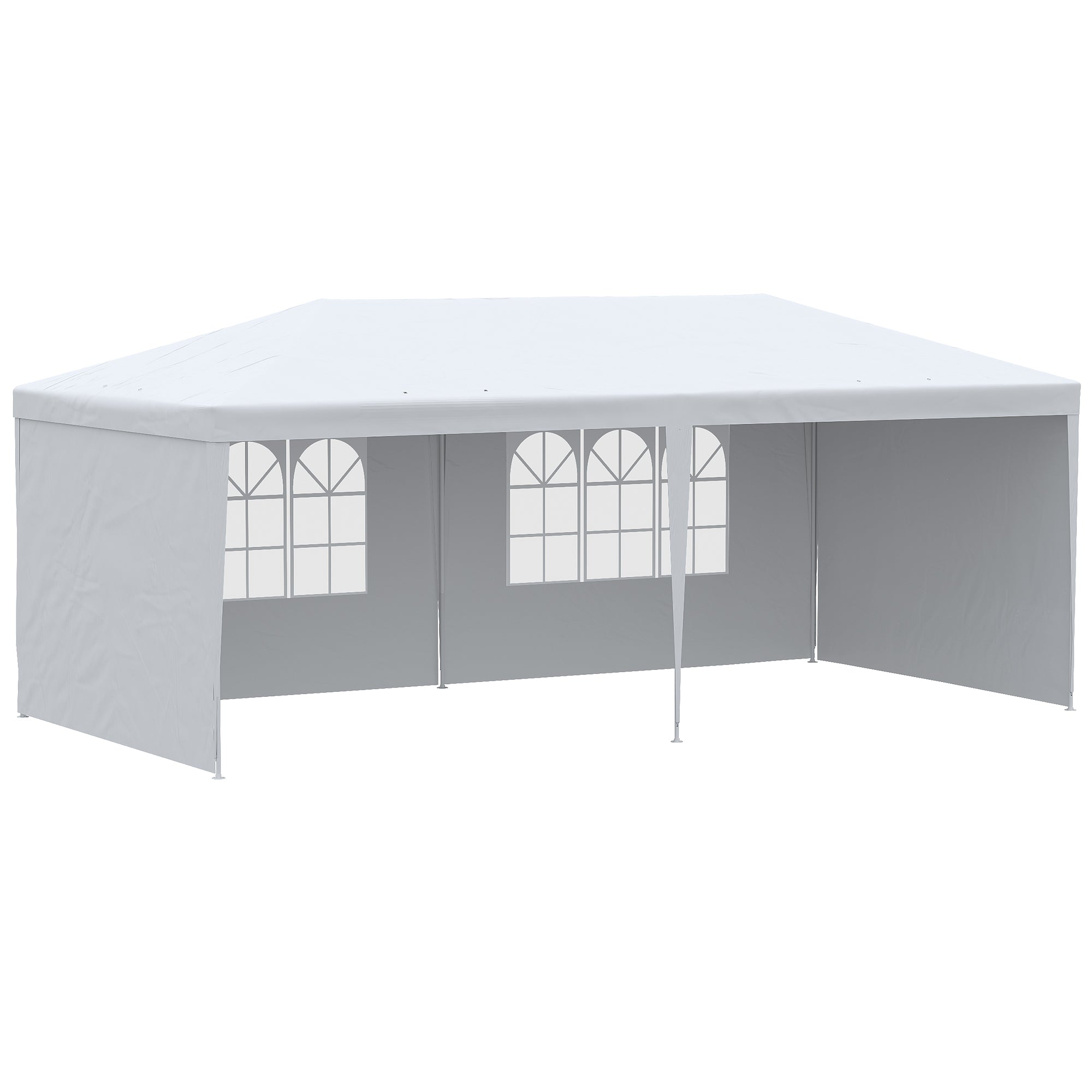 Tenda para Festas 585x295x255 cm Branco com 4 Paredes Laterais e 2 Janelas