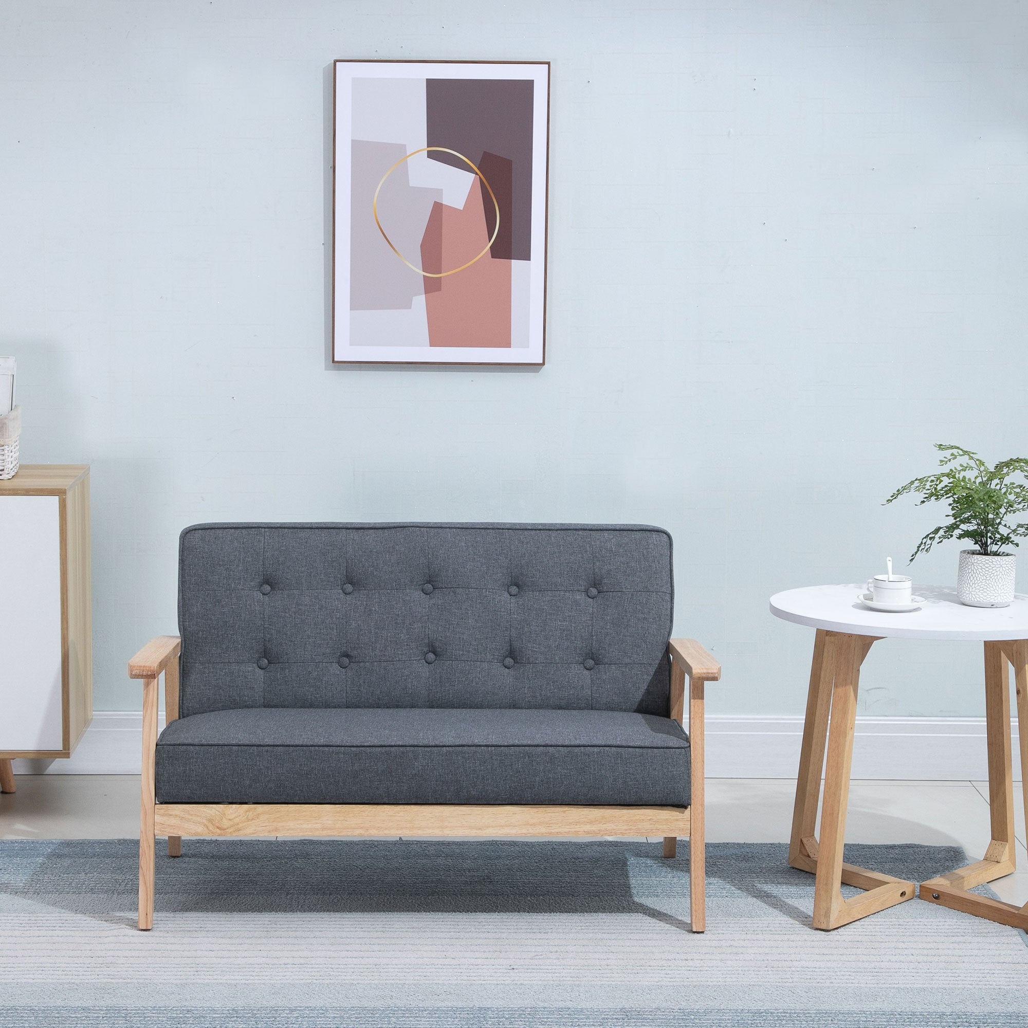 Sofá de 2 Lugares Cinza 114x66x69 cm - Conforto e Estilo Retrô
