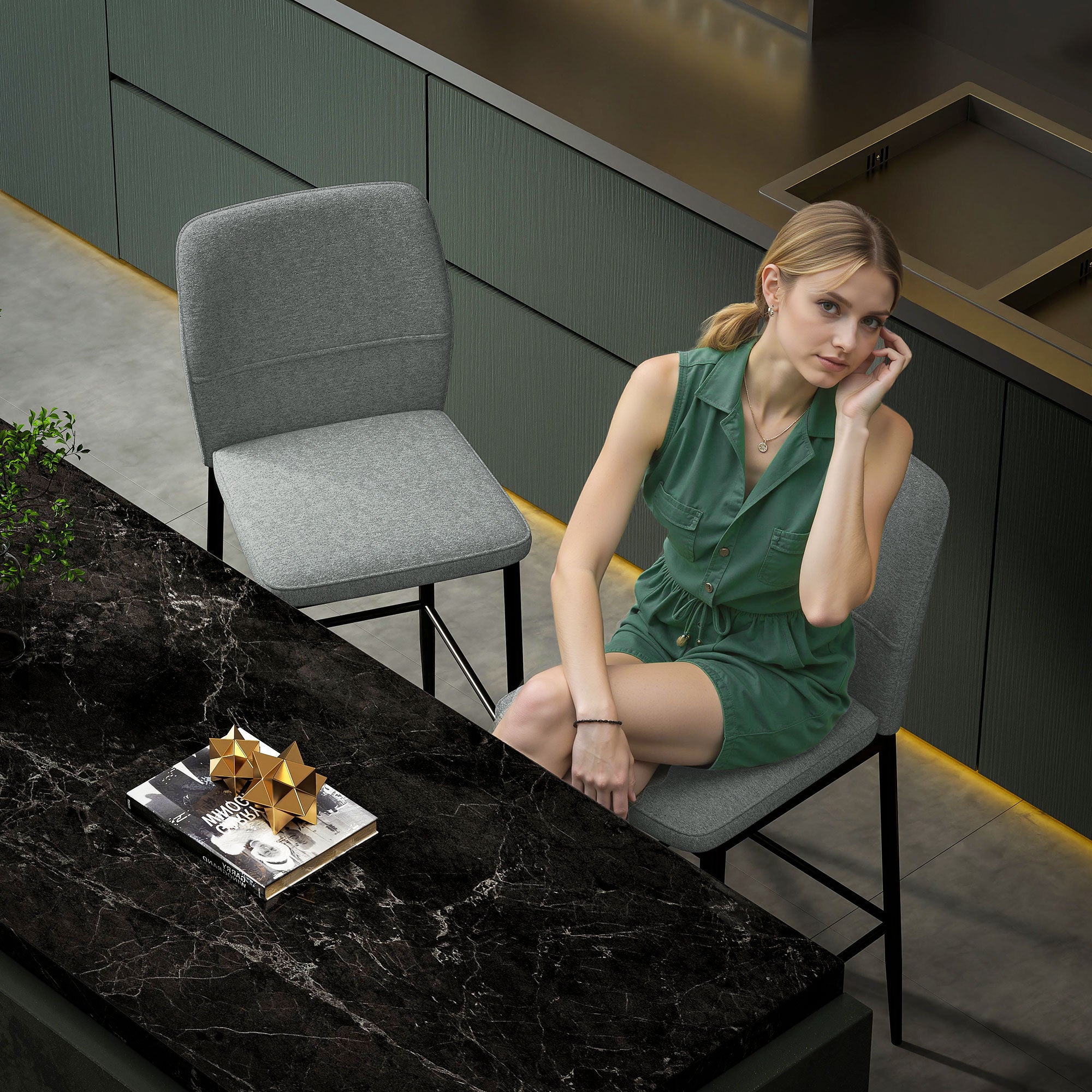 Bancos Altos de Cozinha 41x52x97 cm Cinzento