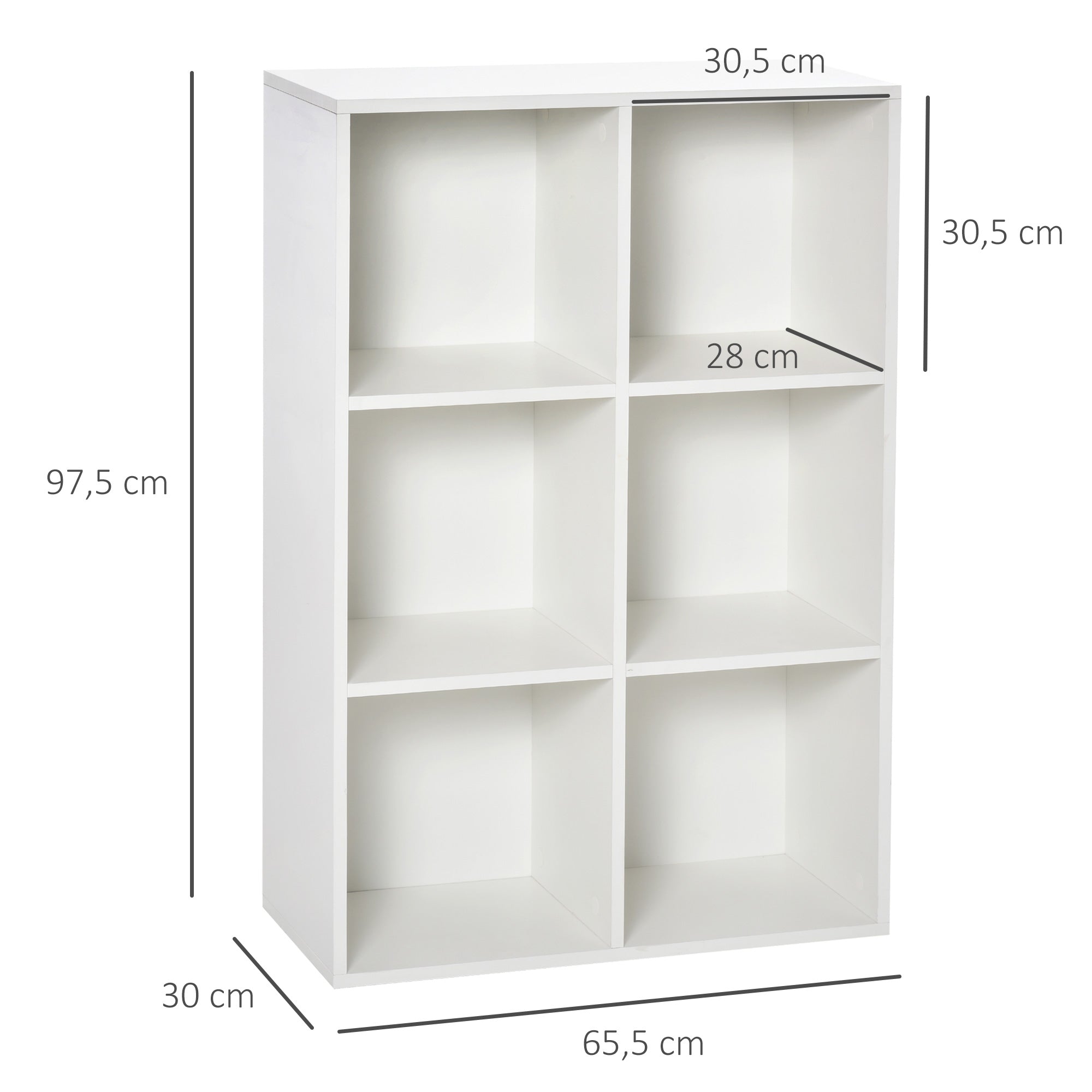 Estante de Madeira de 3 Níveis 65,5x30x97,5cm - Branco