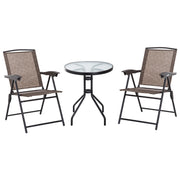 Conjunto de Mesa e 2 Cadeiras Dobráveis - Marrom 82.5x54x90 cm