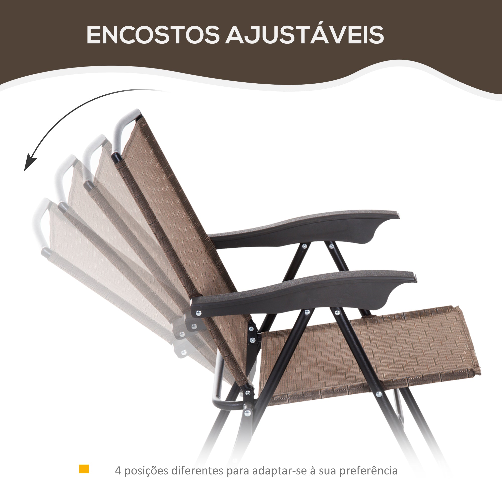 Conjunto de Mesa e 2 Cadeiras Dobráveis - Marrom 82.5x54x90 cm