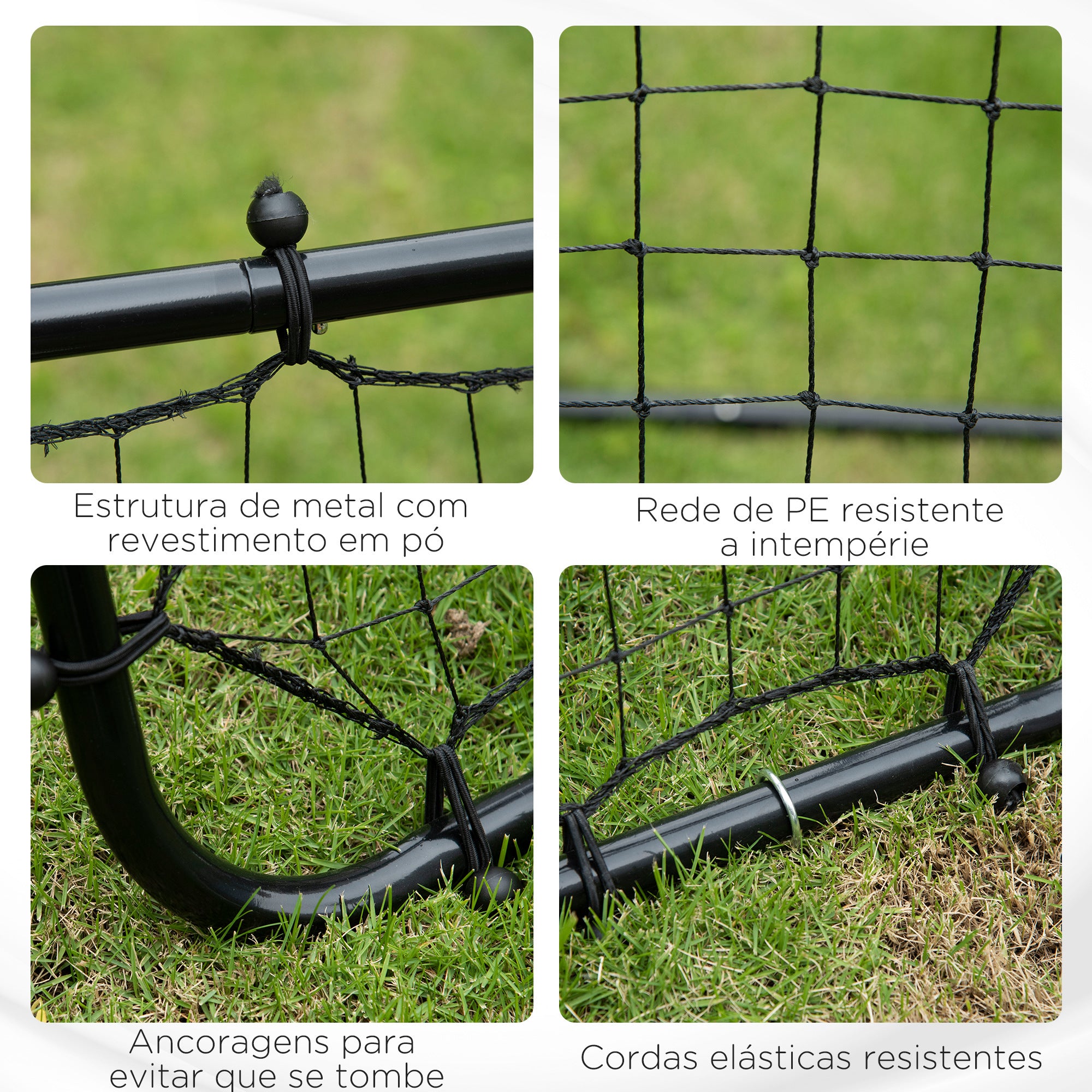Rede de Rebote Multifuncional – 96x80x96 cm – Preto – Tubo de ferro e rede PE