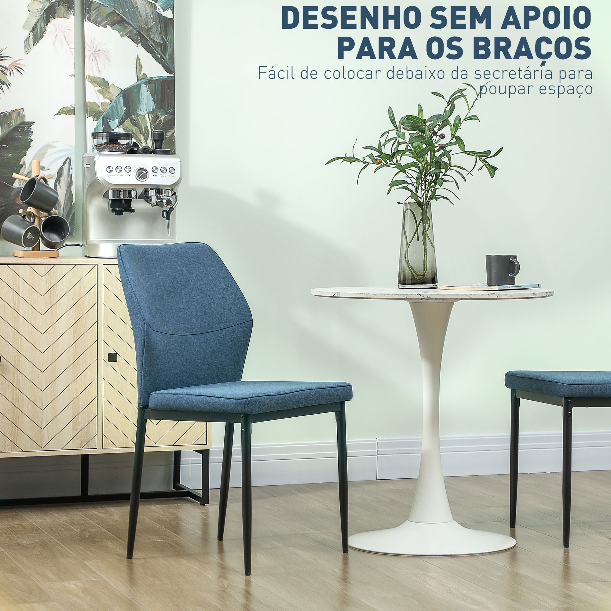 Conjunto de 2 Cadeiras de Jantar Modernas 45x57x86 cm Azul Escuro