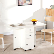 Mesa de Jantar Dobrável com Rodas – 120x60x76.5cm – Branco – Aglomerado com revestimento em melamina de madeira