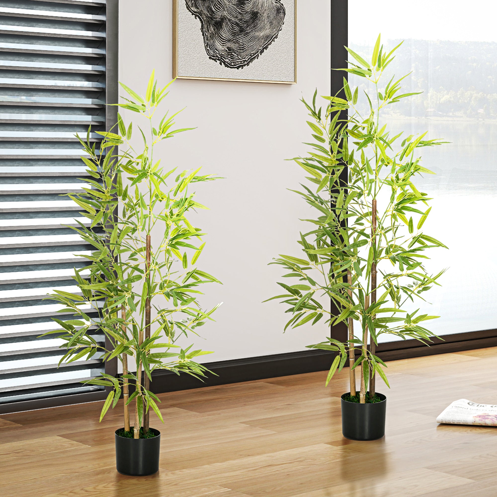 Conjunto de 2 Plantas Artificiais de Bambu – 120 cm – Verde – Plástico